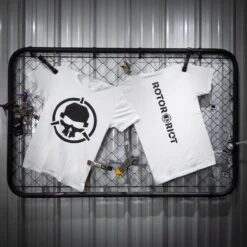 Rotor Riot T-Shirt White With Black Skull