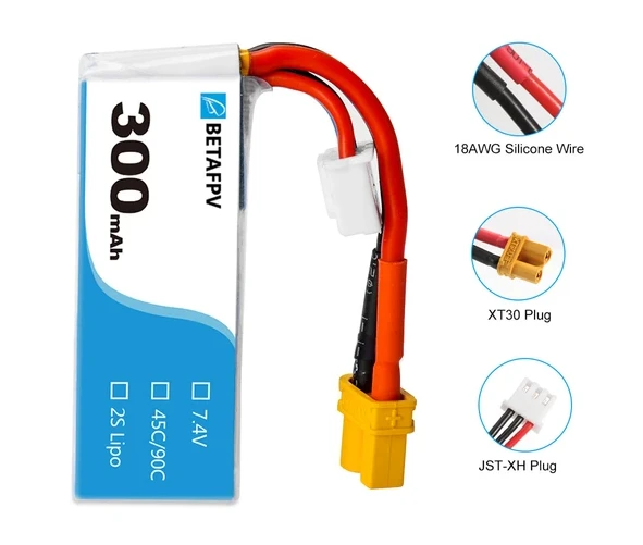 2S 300mAh 45C LiPo Battery With XT30 Connector (2pcs) - Image 6