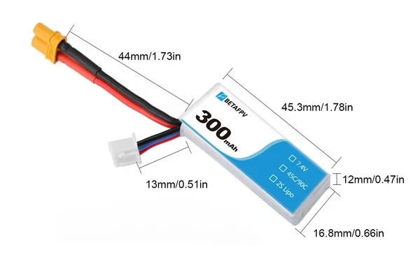 2S 300mAh 45C LiPo Battery With XT30 Connector (2pcs) - Image 7
